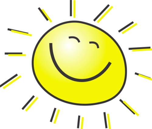 A yellow sun smiling.  